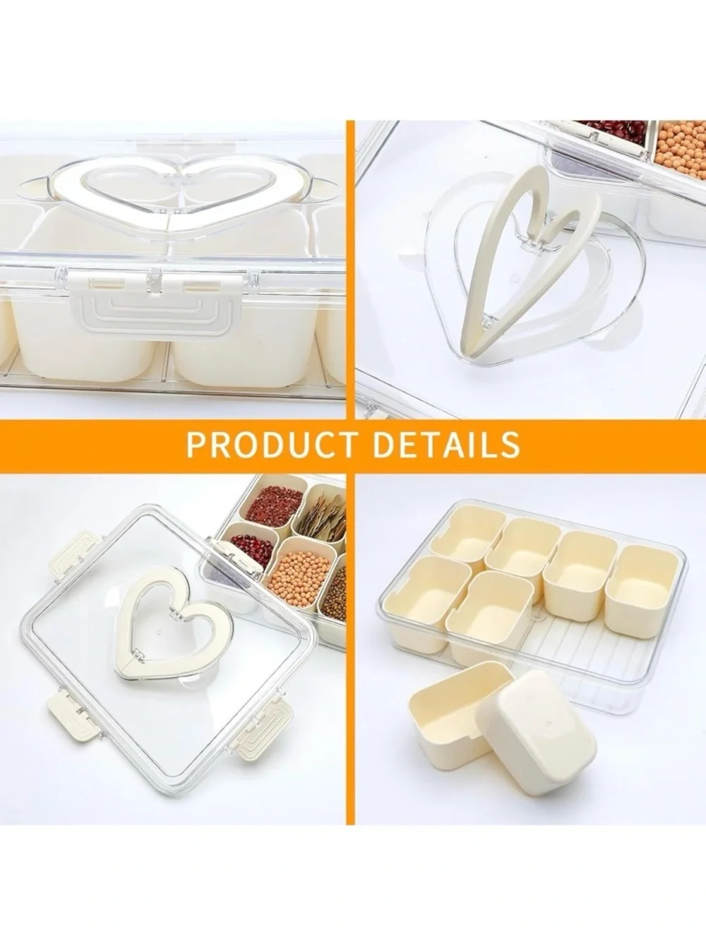 Viral Heart Handle Snackle Box | 8 Compartments | NEW | 2 Available!!
